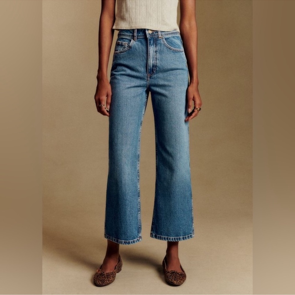 Sezane Light Blue Cropped Wide-Leg Jeans